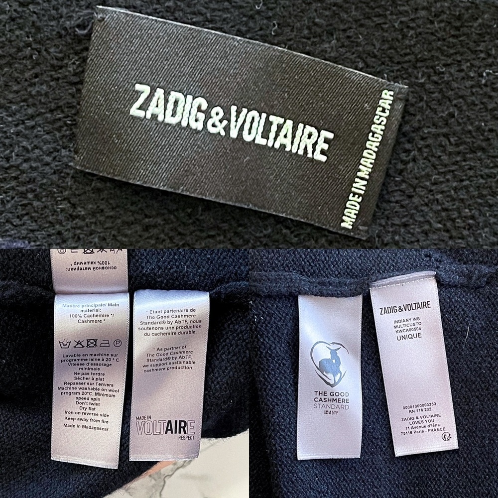 Zadig & Voltaire Indiany Embroidered Cashmere Cardigan Multicolor One Size EUC - Picture 8 of 14